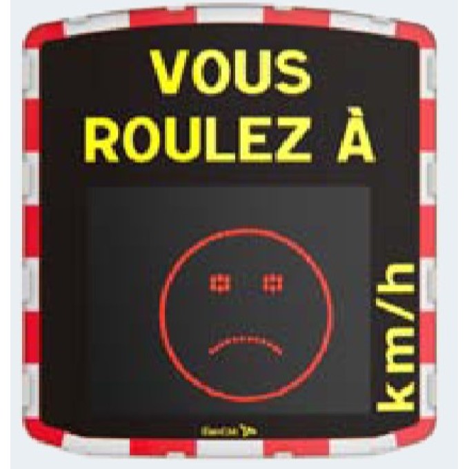 Dispozitiv electronic afisare viteza radar incorporat alimentare electrica si afisaj fata vesela/ trista 